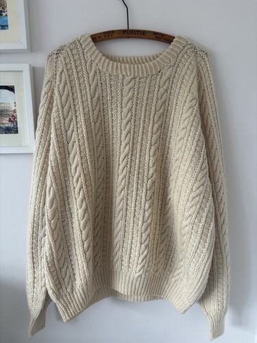 Aran cream hand knitted wool - aran,