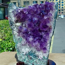 Amethyst Crystal Cluster + Wooden Stand - Display & Decor - Purple - 7.65lb