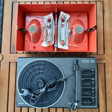 Philips Stereo 300 Turntable Radiola - 1970s Portable Vinyl Player - Retro Orange