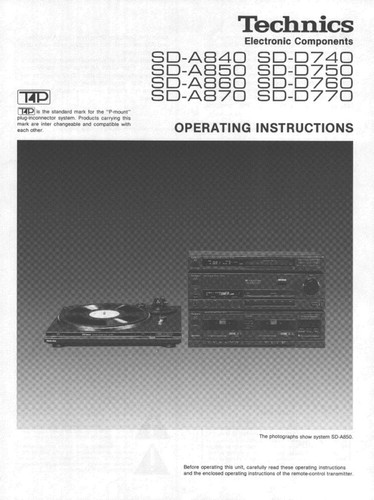 Technics a740 a750 - sd-a740, sd-a750
