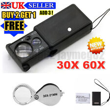 30X 60X Jewelers Loupe Magnifier Jewelry Coin Loop Magnifying Glass Eye Pocket