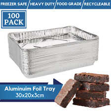 100 Pack Aluminium Foil Trays Disposable Baking Tray Foil Cookie Sheet 30x20x3cm
