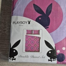 Rare PLAYBOY pink black purple duvet pillow case bedcover double bed bedding set