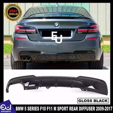 FOR BMW 5 SERIES F10 F11 M SPORT REAR DIFFUSER SPLITTER TWIN GLOSS BLACK