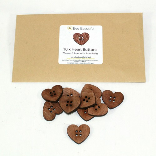 Wooden heart buttons - wooden,