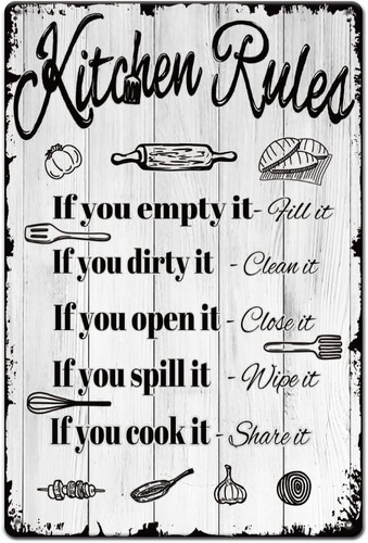 Kitchen rules metal - metal, signs