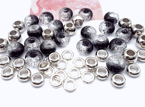 Crackle beads silver rounds - 55,
