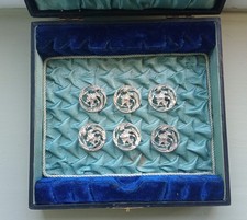 A stunning set of 6 Art Nouveau silver buttons by Robert Pringle Chester 1901.