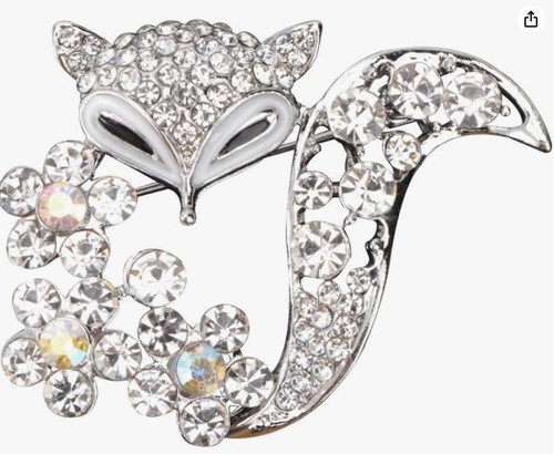 Rhinestone and zirconia fox - and,