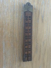 Vintage Boxwood Made In England Measuring Yard Stick Wooden With Brass Fixtures