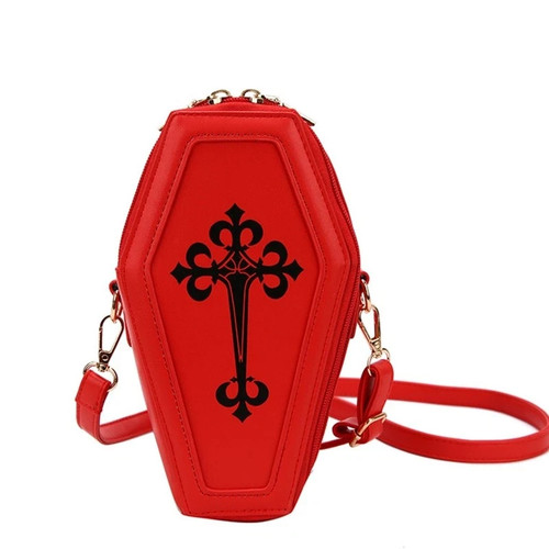 Red leather handbag - leather, for