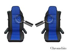 2X Premium Blue Leatherette & Fabric Seat Covers For DAF XF Truck 2021+