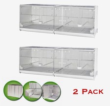2 x 120cm 47" Plastic Back Double Breeding Cage & Divider - Budgie, Canary Finch
