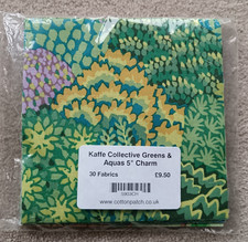 Kaffe Fassett Collective Greens & Aquas 5" Charm Pack 30 Fabrics