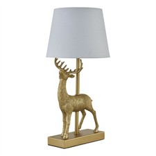 Gold Stag Table Lamp Bedside Light Retro Animal Bedroom Light