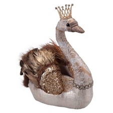 Christmas Swan Decoration 27cm x 24cm Gold X 1