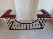 Wrought Iron & Leather Club Fender Fireplace Seat Guard