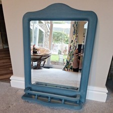 Vintage Upcycled Blue Painted Wall Mirror 62cm x 45cm