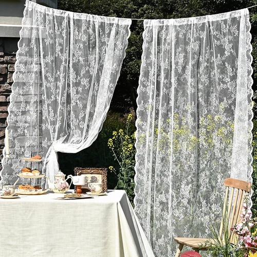 White lace curtain panel - 2,