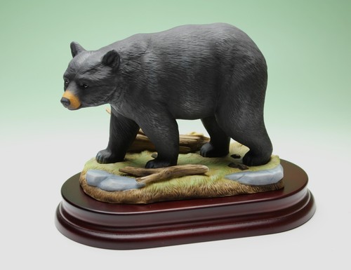Black bear porcelain figurine - black,