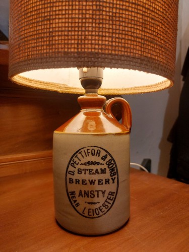 Vintage stoneware bottle lamp - bottle,