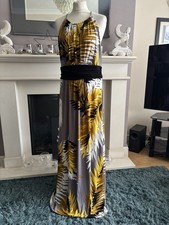 Wallis Grey White Yellow Black Colourful Stretchy Maxi Occasion Long Dress 16