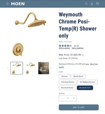 Moen Weymouth Gold Shower and