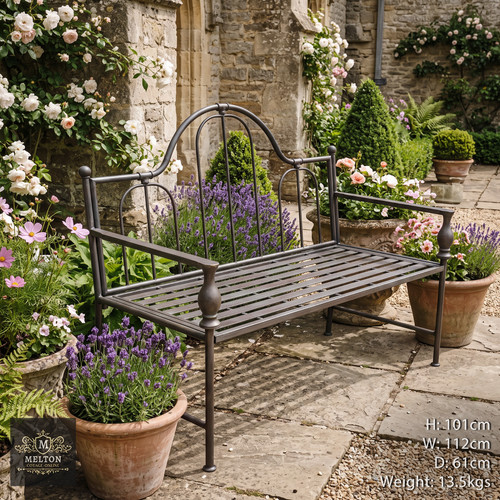 Metal garden bench patio seat - garden,