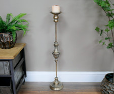 Stunning Tall Candle Holder Tall Floor Standing Rustic Golden Pillar 62cm High