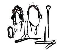 Miniature Small Horse Driving Harness Leather Black-Red/White Trim Free Shipping