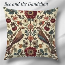 William Morris Inspired Bird & Floral  Themed  Cushion COVER 45cms X 45cms