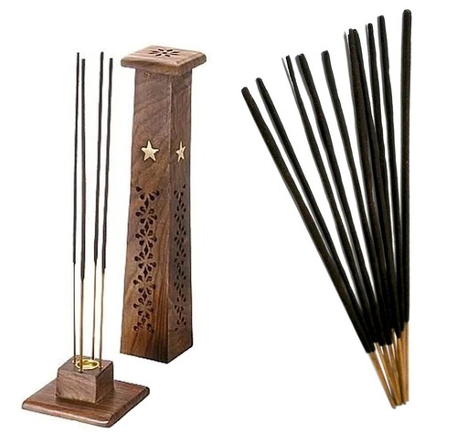 Tall box wooden incense holder - box,