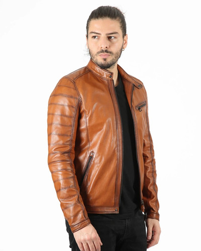 Cafe racer leather jacket - racer,