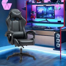 Ergonomic Gaming Chair Swivel Desk Computer Office Chair Adjustable Lumbar Black