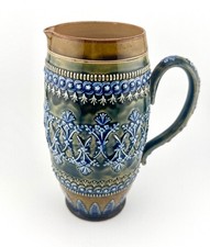 Victorian Doulton Lambeth Heavily Embossed Jug 20cm High - Lovely Example