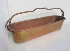 Large Antique Copper Pan Fish Kettle Poacher Trough Victorian French Old 21"W