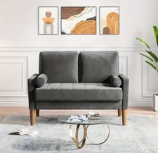 Modern Velvet Loveseat Sofa, Tufted 2-Seater Couch Futon for Apartment or Office