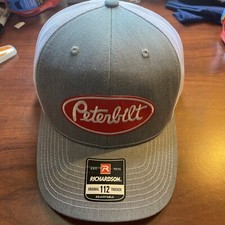 Heather Grey White peterbilt richardson 112 Snapback Trucker Hat Cap