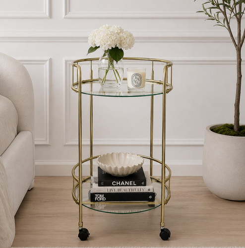 New gold drinks trolley with - new,
