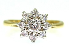 Vintage Boodles 0.50ct Diamond Cluster 18ct Yellow Gold Ring H ~ 4