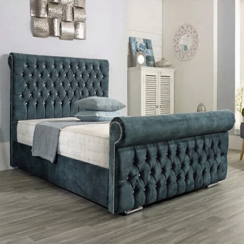 Double scroll sleigh bed - double, frame