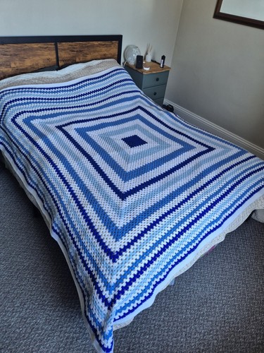 Blue white crochet - 74"×74",