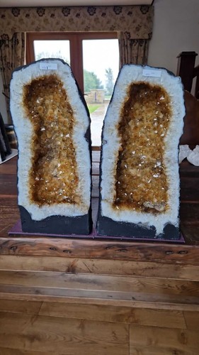 Tall citrine geode pair - geode, 453