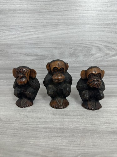 Carved wood three monkeys - wood,