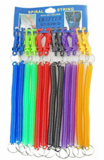 New  SPIRAL KEY CHAIN Retractable Clip On Ring Stretchy Coil Spring Keyring UK