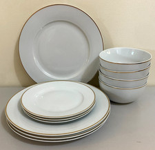 Marks & Spencers Gold Rim Porcelain Plates & Bowls Part Dinner Service Set