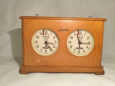 Vintage Jantar Chess Clock – Soviet Wooden Mechanical, USSR 1950s Wind-Up