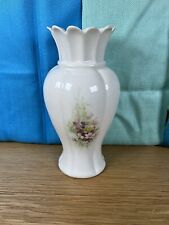 Beautiful Donegal Vase Irish Parian China Floral Flowers Fluted Scalloped Cream