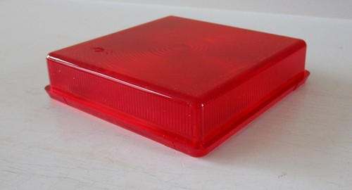Square red tail light lens - red,