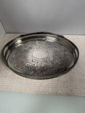 Arthur Price Vintage Silver Plated Copper Galleried Oval Tray with Twin Handles